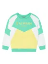Shop Balmain Colour-block Cotton Sweatshirt In Green