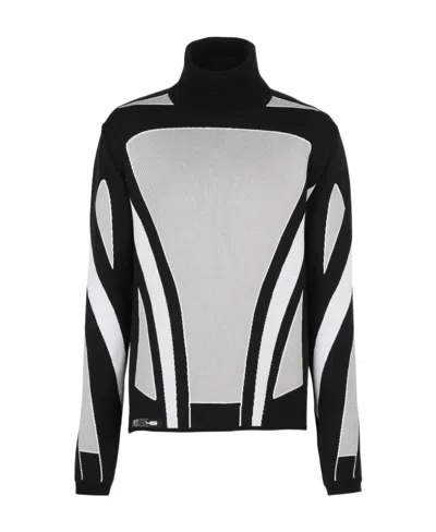 Balmain Colour-block Roll Neck Jumper In Black