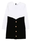 Balmain Colourblock Button-detail Dress In White