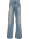 Balmain Distressed And Ripped Blue Jeans