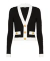 Balmain Contrast-border Ribbed Knit Cardigan In Black