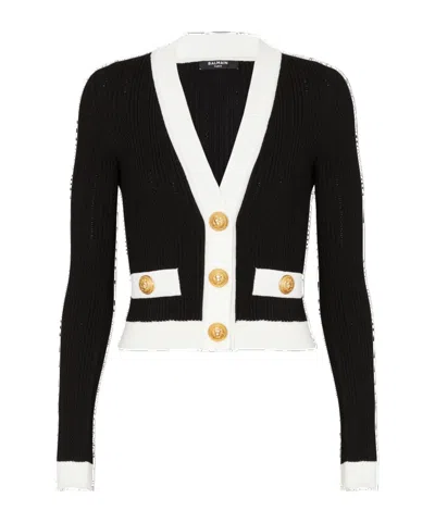 BALMAIN BALMAIN CROPPED KNIT CARDIGAN