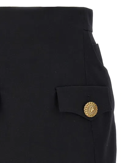 Balmain Contrast Button Mini Skirt In Black