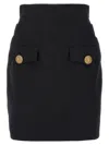 Balmain Crepe Virgin Wool Mini Skirt In Black