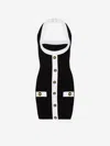 Balmain Black Dress With Square Neckline And Decorative Buttons In Black & White