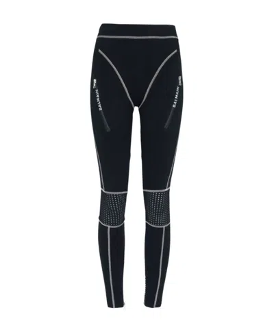 Balmain Contrast Stitch Leggings In Black