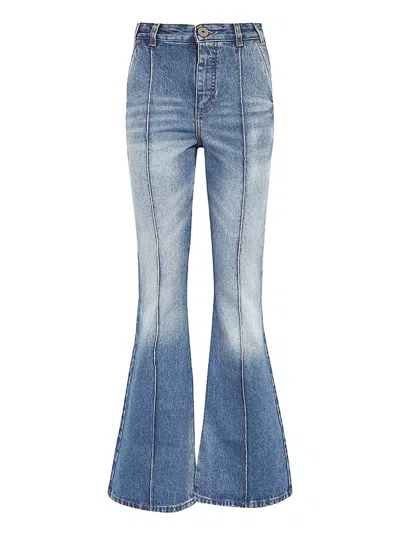 BALMAIN CONTRAST-STITCHING FLARED JEANS