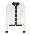 Balmain Women Ls Buttoned Torsade Knit Cardigan In White