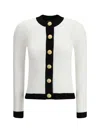 Balmain Women Ls Buttoned Torsade Knit Cardigan In White
