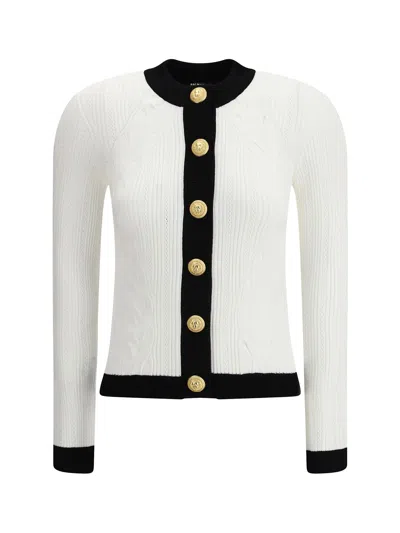 Balmain Two-tone Cardigan In Gray