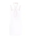 Balmain Contrast-trim Sleeveless Dress In White