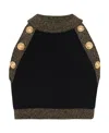 Balmain Contrast-trimmed Knitted Top In Black