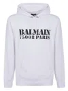 Balmain Contrasting Logo Print Cotton Hoodie In Gray