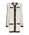 Balmain Contrasting-trim Bouclé Minidress In White