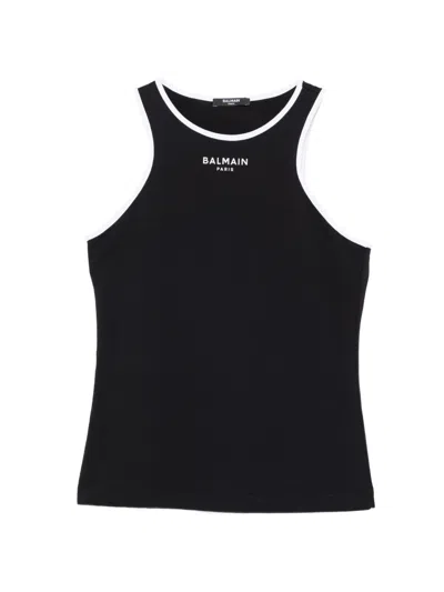 Balmain Kids' Contrasting-trim Top In Black