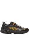 Balmain Cosmic Dust Glazed Leather Trainers In Black