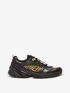 Balmain Cosmic Dust Glazed Leather Trainers In Black