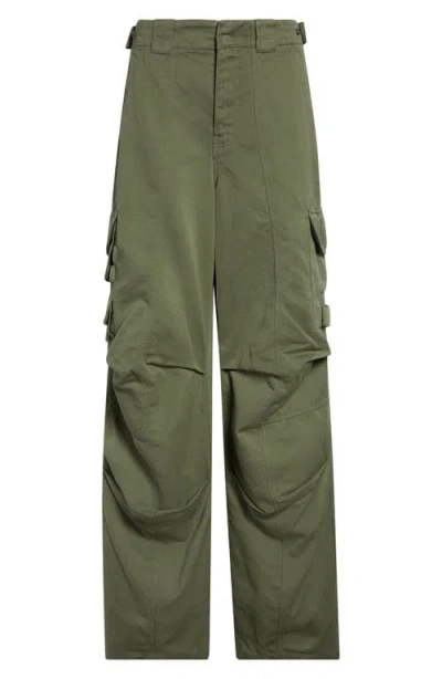 Balmain Cotton & Linen Cargo Pants In Green