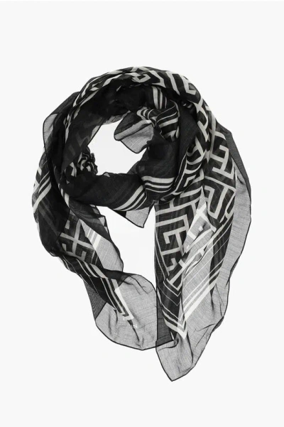 Balmain Cotton And Silk Foulard With All-over Monogram