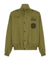 Balmain Khaki Cotton Aviator-style Bomber Jacket In Metallic