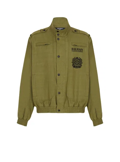 Balmain Cotton Aviator-style Jacket In Green