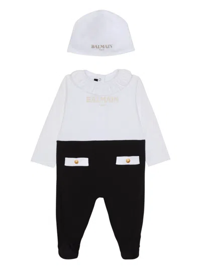 Balmain Cotton Babygrow Set In White