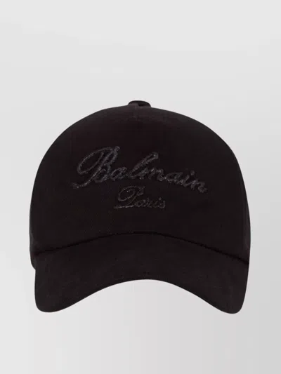 Balmain Cotton Baseball Cap Eyelet Vents In Black
