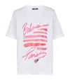 Balmain Cotton Jersey Crewneck T-shirt With Lipstick Print In White