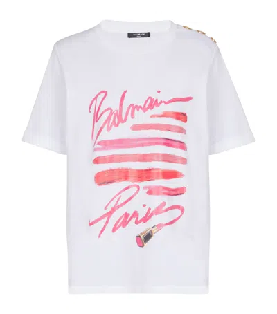 Balmain Crew Neck Top Short Sleeves In White