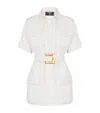 Balmain Short Dress With Belted Waist And Front Pockets