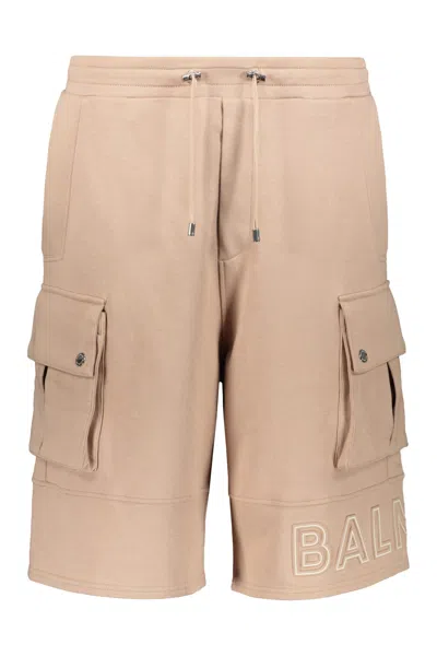 Balmain Cotton Bermuda Shorts In Beige