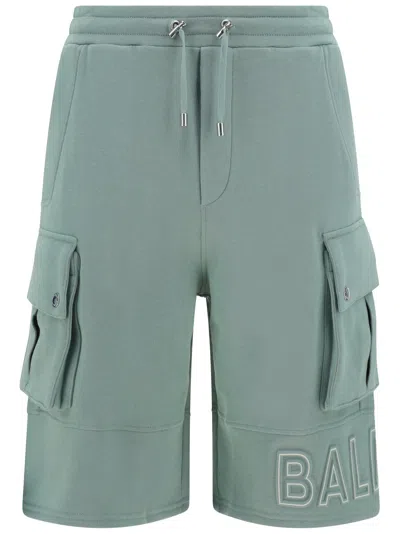 Balmain Cotton Bermuda Shorts In Green
