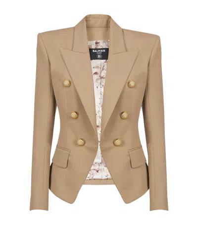 Balmain Cotton Peak-lapel Blazer In Beige