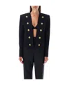 Balmain Cotton-blend Fitted Jacket In Black