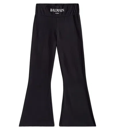 Balmain Kids' Cotton-blend Jersey Leggings In Black