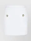 Balmain Cotton Blend Miniskirt Gold-tone Buttons In White