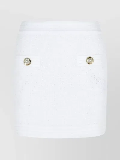 BALMAIN COTTON BLEND MINISKIRT GOLD-TONE BUTTONS