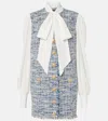 Balmain Cotton-blend Tweed Minidress In Blue