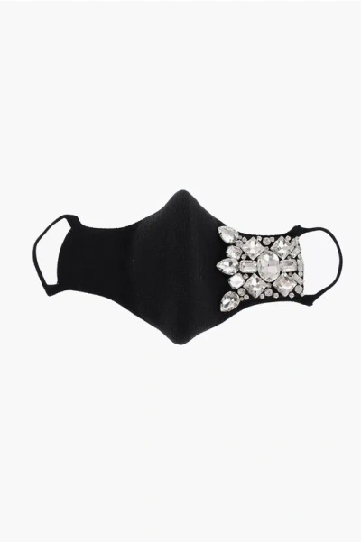 Balmain Cotton-blended Mask With Jewels In Black