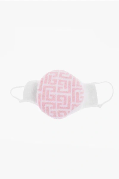 Balmain Cotton-blended Mask With Monogram In Pink