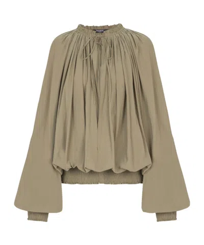 Balmain Cotton Blouse In Green