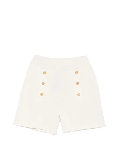 Balmain Cotton Button Shorts In White