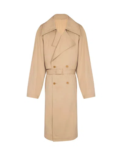 Balmain Cotton Canvas Trench Coat In Neutral
