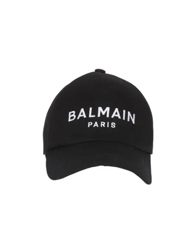 Balmain Cotton Cap With  Logo In Black