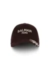 Balmain Logo-embroidery Baseball Cap In Brown