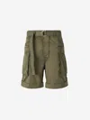 Balmain Belted Cargo Shorts In Military Green