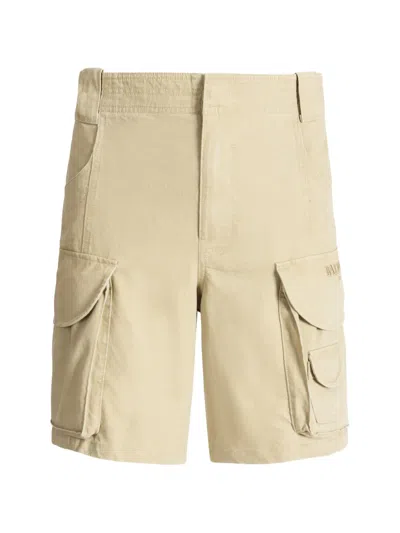 Balmain Cotton Cargo Bermuda Shorts In Neutral