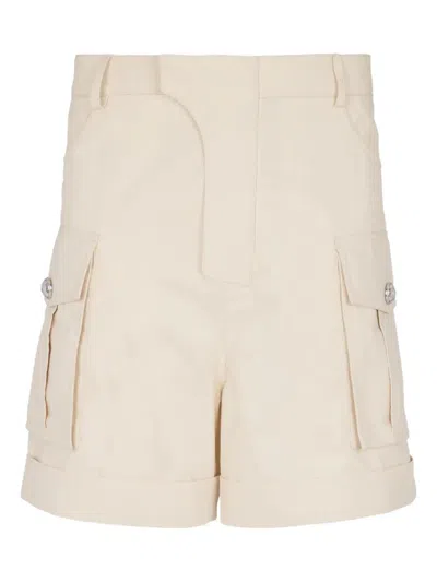 Balmain Cotton Cargo Bermuda Shorts In Neutral