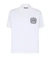 Balmain Cotton Crest Print Polo Shirt In White