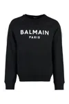 Balmain Logo Printed Cotton Sweatshirt In Black